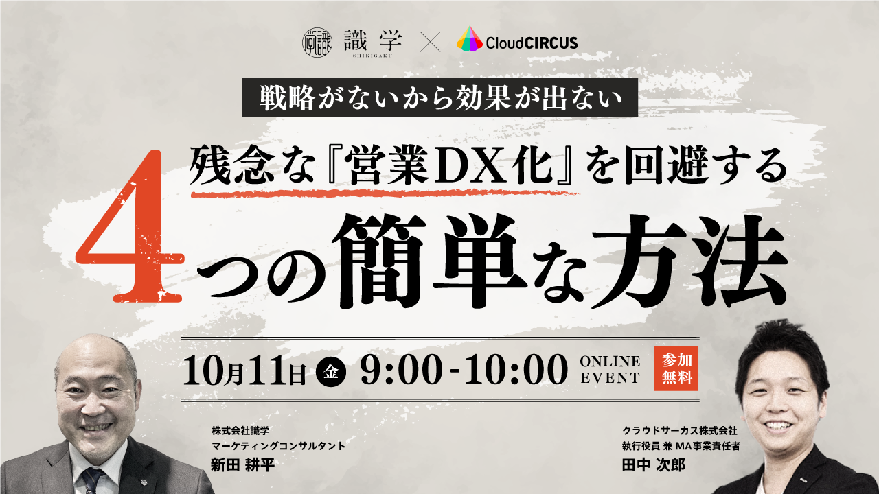 【10/11】戦略がないから効果が出ない 残念な『営業DX化』を回避する4つの簡単な方法